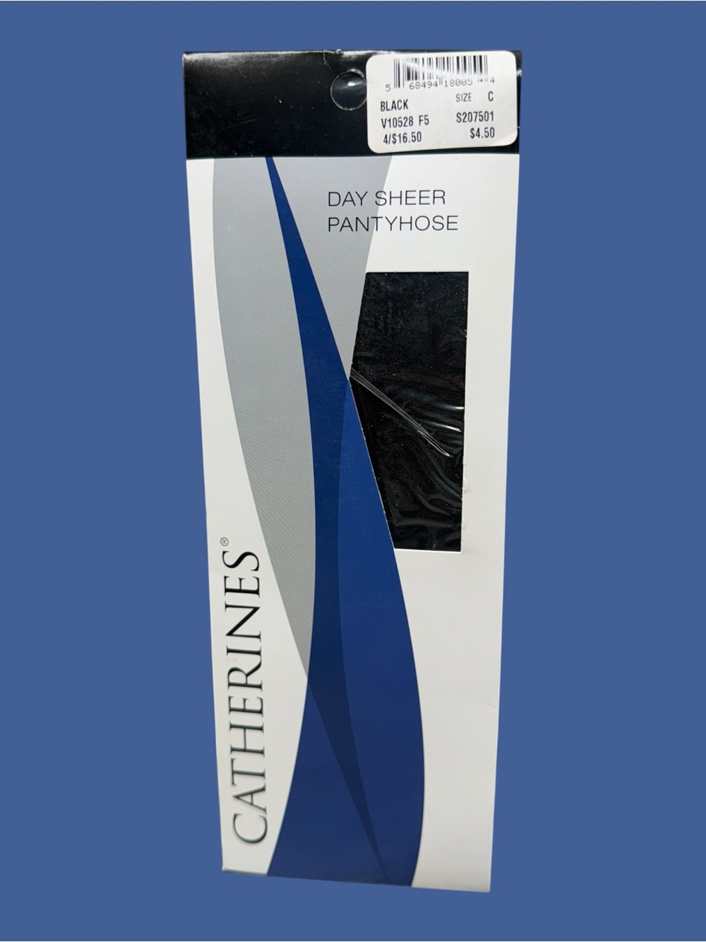 Catherines Day Sheer Pantyhose Black Plus Size C Sandalfoot 100% Nylon